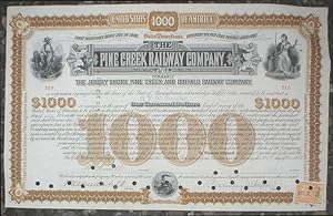 William K. Vanderbilt + Chauncey Depew - Pine Creek Railway Company 1000$ Bond - 1885